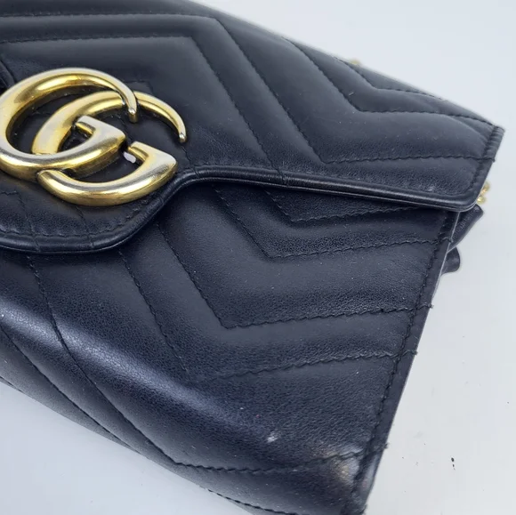 Gucci GG Marmont Chain Wallet Matelasse Leather - Picture 6 of 12